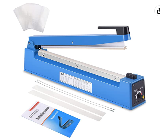 20" Impulse 2 mm Flat Wire Hand Sealer for Heat Seal Plastic Bag Wrap Film 