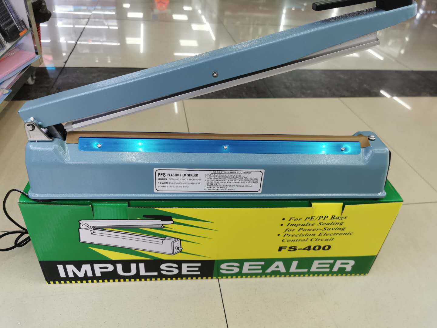 <b>Manual Impulse Sealer Hand Sealing Poly Bag Machine FS-400</b>