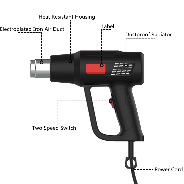 Zhejiang Tianyu industry Co. Ltd Supplier Factory Manufacturer Manufacture and Sale Variable Temperature 1400W High Power Hot Air Gun TQR-85B1 Two Speed-Setting Air Heat Gun