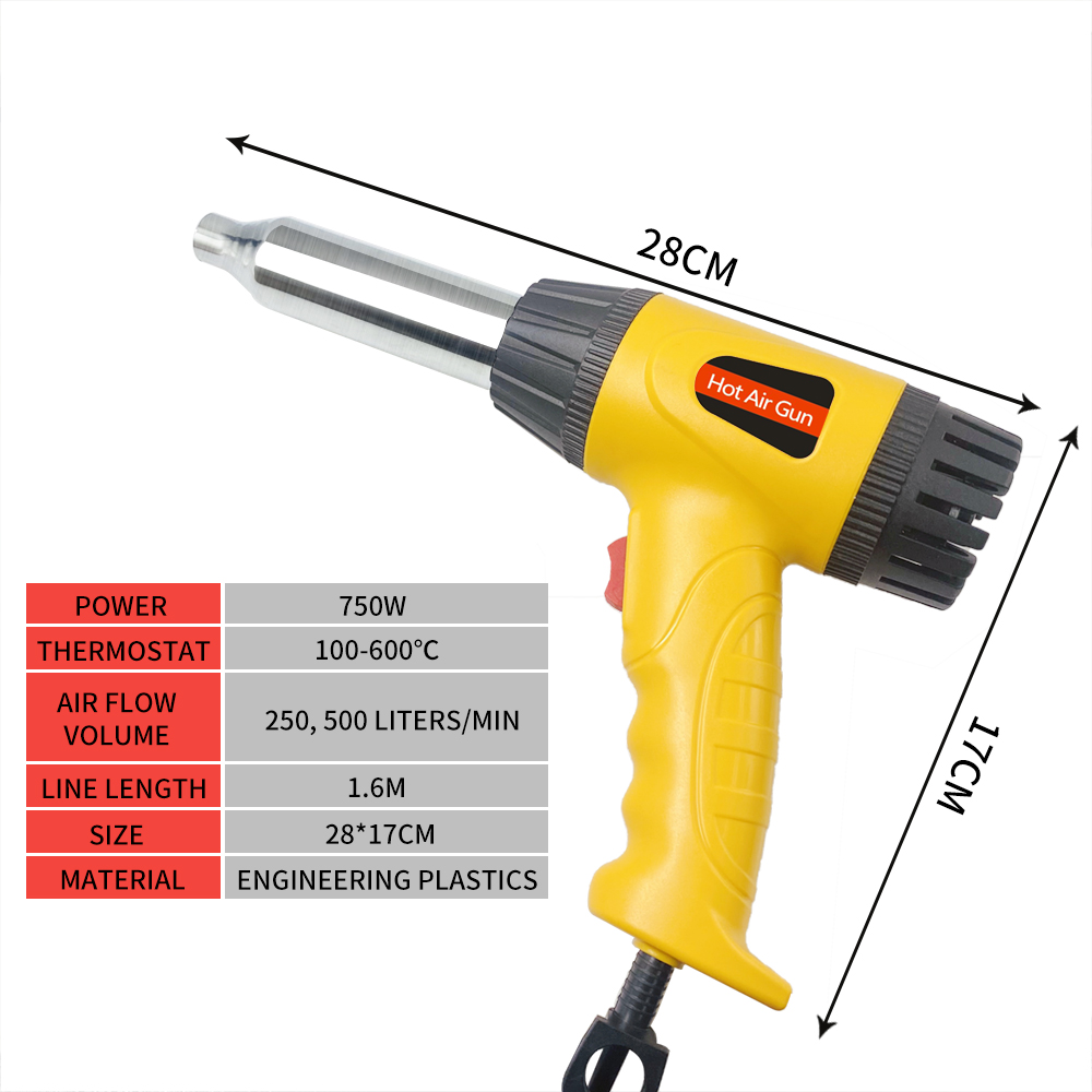 Zhejiang Tianyu industry Co. Ltd Supplier Factory Manufacturer Manufacturing And Exporting Hot Air Gun 750W Heat Gun TQR-010 Adjustable Temperature Welding Gun 60℃-600℃ Auto Plastic Pipe Welding Repair Tool