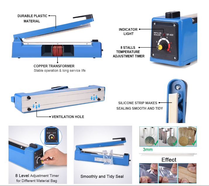 Zhejiang Tianyu Industry Co., Ltd Supplier Factory Manufacturer Make and Wholesale Impulse Bag Sealer Plastic Body PFS Series Hand Poly Tubing Heat Sealing Machine