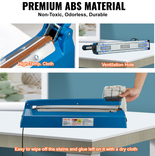Zhejiang Tianyu Industry Co., Ltd Supplier Factory Manufacturer Make and Sell Impulse Plastic Bag Sealer With Flat Band ABS Plastic Body PFS-Series Hand Make Polypropylene Bag or LDPE Poly Tube Heat Sealing Machine