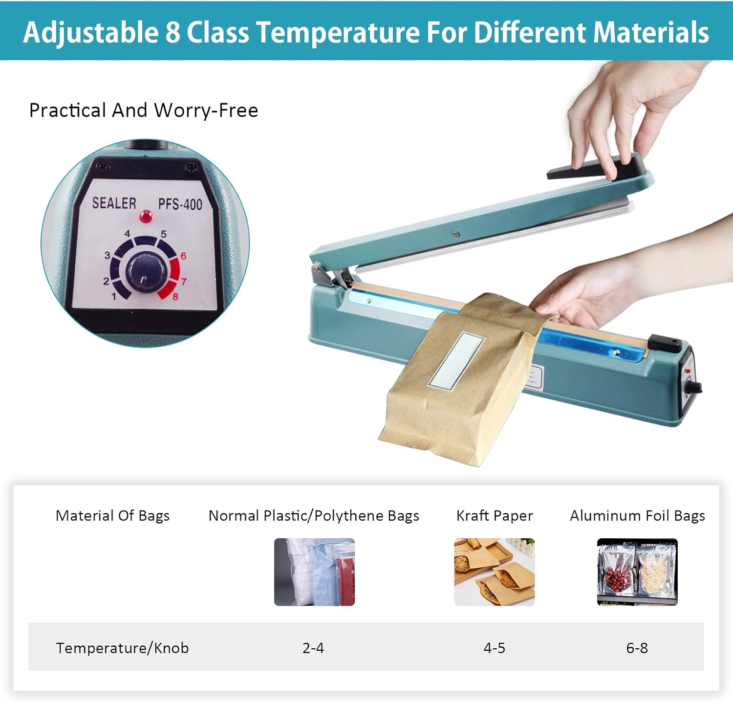 Zhejiang Tianyu Industry Co. Ltd. Supplier Factory Manufacturer Make and Wholesale Mini Hand Impulse Sealer Iron Body FS-Series Manual Plastic Film Bag Heat Sealing Machine