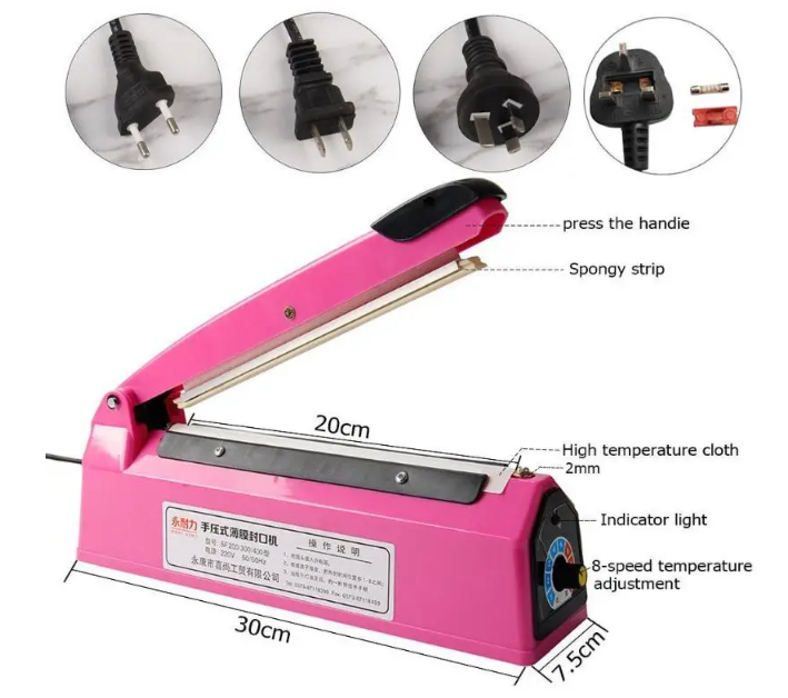 Zhejiang Tianyu Industry Co. Ltd Supplier Factory Manufacturer Make and Wholesale Hand Impulse Sealers Plastic ABS Shell PFS-Series Hand Operated Flat Wire Plastic Bag Heat Sealing Machines