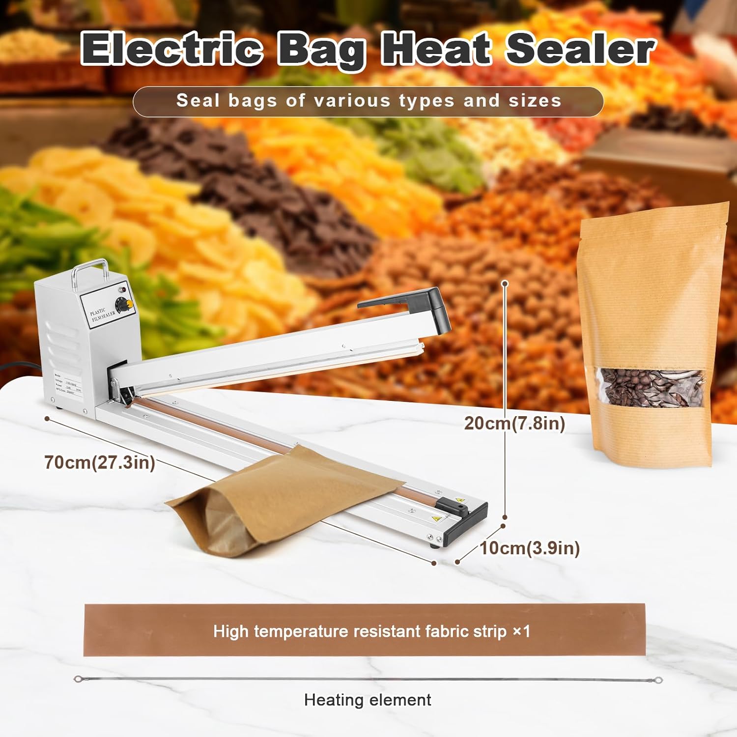 Zhejiang Tianyu Industry Co. ,Ltd Supplier Factory Manufacturer Make and Supply Extra Long Hand Impulse Sealer Aluminum Frame AFS-Series Plastic Bag and Paper Film Heat Sealing Machine