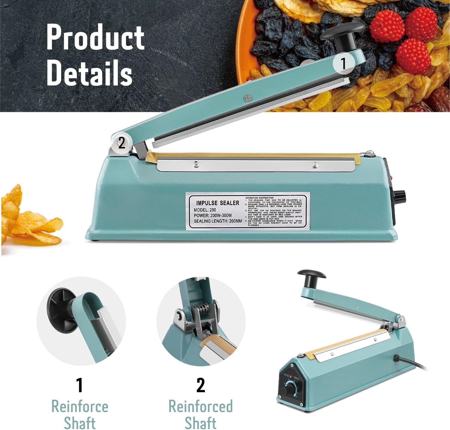 Zhejiang Tianyu Industry Co. ,Ltd Supplier Factory Manufacturer Make and Export Hand Heat Sealing Machine Iron Case FS-Series Manual Plastic Bag Impulse Heat Sealer